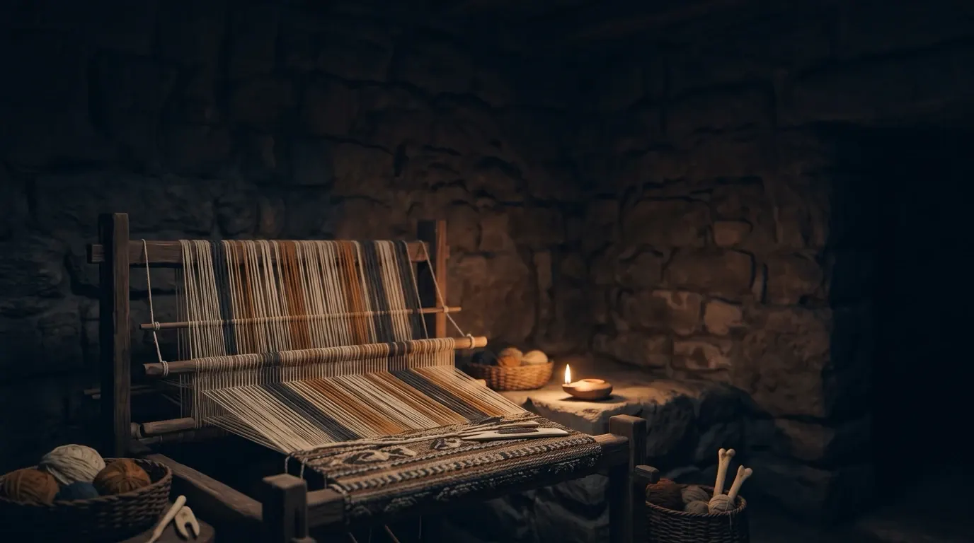 A wooden loom, many threads woven into one cloth.